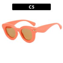 Fashion Pink Frame Tea Slices Thick Frame Rice Nail Sunglasses
