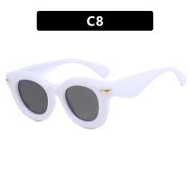 Fashion Solid White Gray Flakes Thick Frame Rice Nail Sunglasses