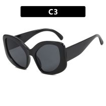 Fashion Bright Black And Gray Film Special Shaped Large Frame Sunglasses