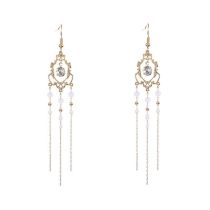 Fashion 18k Real Gold + White Metal Diamond Geometric Earrings