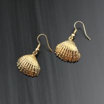 Fashion Gold Geometric Scalloped Shell Earrings