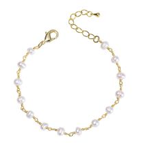 Fashion Gold Geometric Pearl Chain Bracelet