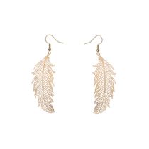 Fashion Electroplated Real Gold Metal Feather Earrings