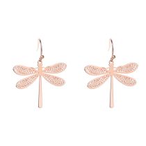 Fashion Rose Gold Plated Metal Dragonfly Earrings