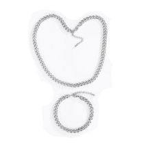 Fashion S-set-7mm Stainless Steel Geometric Chain Necklace Bracelet Set