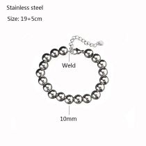 Fashion 10mm Stainless Steel Geometric Beaded Bracelet