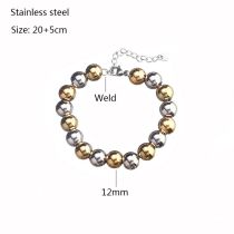 Fashion 3#12mm Stainless Steel Geometric Beaded Bracelet