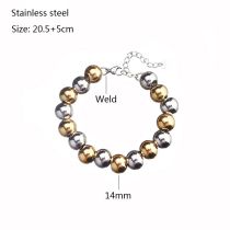 Fashion 3#14mm Stainless Steel Geometric Beaded Bracelet