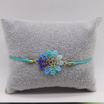 Fashion Blue Rice Beads Woven Snowflake Bracelet