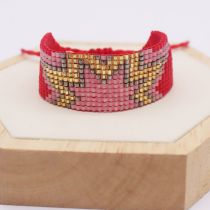 Fashion Rose Red Rice Beads Woven Five-star Bracelet