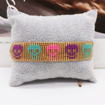 Fashion 4# Rice Beads Braided Skull Bracelet