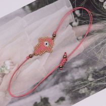 Fashion Watermelon Red Rice Beads Braided Eye Palm Bracelet