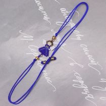 Fashion Navy Blue Rice Beads Braided Angel Bracelet