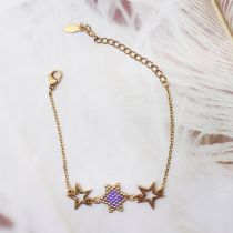 Fashion Purple Rice Beads Woven Five-pointed Star Bracelet