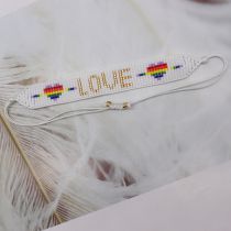 Fashion White Rice Beads Woven Letter Bracelet