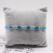 Fashion Light Blue Rice Beads Woven Round Zirconium Bracelet