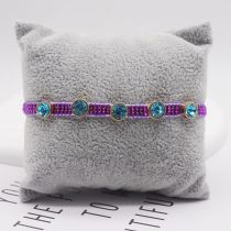 Fashion Purple Rice Beads Woven Round Zirconium Bracelet