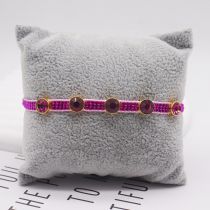 Fashion Purple 2 Rice Beads Woven Round Zirconium Bracelet