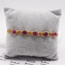 Fashion Golden 2 Rice Beads Woven Round Zirconium Bracelet