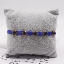 Fashion Blue Rice Beads Woven Round Zirconium Bracelet