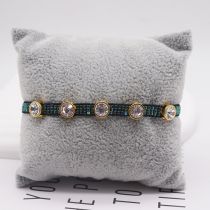 Fashion 14# Rice Beads Woven Round Zirconium Bracelet