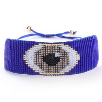 Fashion Navy Blue Rice Beads Braided Eye Bracelet