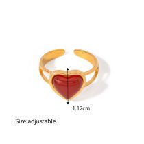 Fashion Gold Stainless Steel Onyx Love Ring