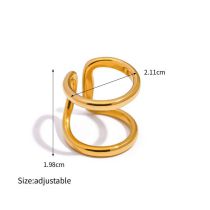 Fashion Gold Stainless Steel Line Double Layer Open Ring