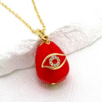 Fashion Red Copper Diamond Eye Drop Necklace