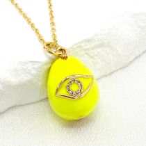 Fashion Yellow Copper Diamond Eye Drop Necklace
