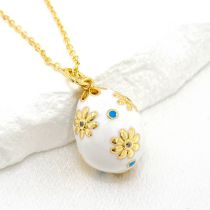 Fashion White Copper Diamond Flower Drop Drop Necklace