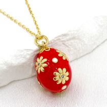 Fashion Red Copper Diamond Flower Drop Drop Necklace