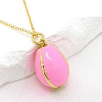 Fashion Pink Copper Dripping Oil Colored Egg Necklace