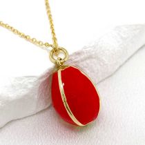 Fashion Red Copper Dripping Oil Colored Egg Necklace