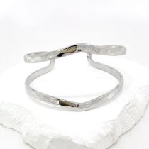 Fashion White K Color Copper Hollow Line Braided Open Bracelet
