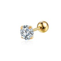 Fashion Claw Diamond Bead Stud Earrings Gold Stainless Steel Piercing Nails With Round Diamonds