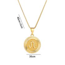 Fashion Leo Stainless Steel Zodiac Round Necklace