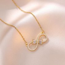 Fashion Gold 8 Necklace Titanium Steel Diamond Figure 8 Necklace
