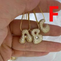 Fashion F Gold-plated Copper Inlaid With Zirconium 26 Letter Necklace