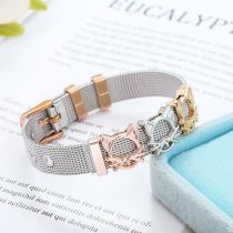 Fashion Gold Silver Stainless Steel Geometric Strap Bracelet