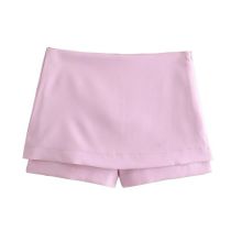 Fashion Pink Polyester Low-rise Culottes