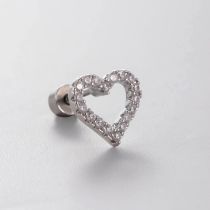 Fashion 9#-large Hollow Heart (single) Titanium Steel Diamond Geometric Stud Earrings (single)