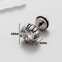 Fashion 1# Titanium Steel Diamond Geometric Men's Stud Earrings (single)