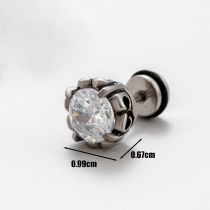 Fashion 2# Titanium Steel Diamond Geometric Men's Stud Earrings (single)