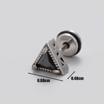 Fashion 3# Titanium Steel Diamond Geometric Men's Earrings (single)