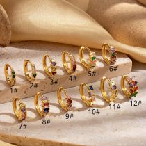 Fashion Gold Copper Inlaid Zirconium Geometric Earring Set (single)