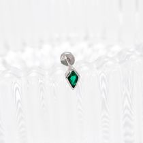 Fashion 4#-green (single) Titanium Steel Inlaid Rhombus Zirconium Stud Earrings (single)