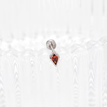 Fashion 5#-red (single) Titanium Steel Inlaid Rhombus Zirconium Stud Earrings (single)