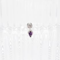 Fashion 6#-purple (single) Titanium Steel Inlaid Rhombus Zirconium Stud Earrings (single)