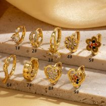 Fashion Gold Copper Inlaid Zirconium Love Flower Snake Earring Set (single)